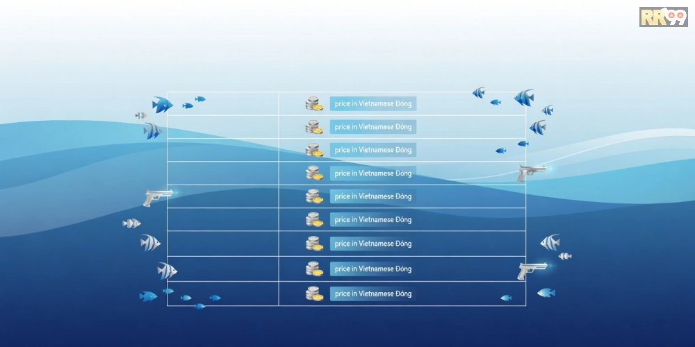 Bảng giá chi tiết các gói bắn cá online rr99 cập nhật 2025