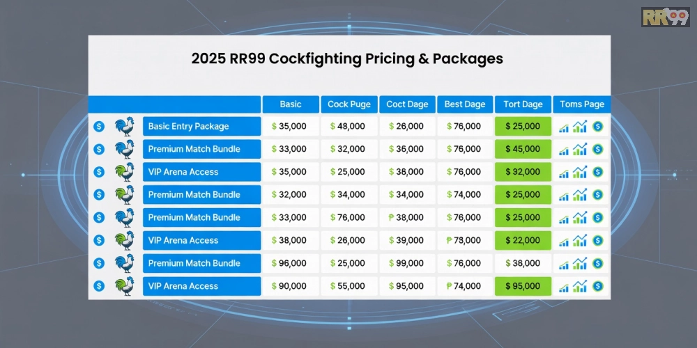 Bảng giá chi tiết các gói dịch vụ đá gà chọi RR99 cập nhật 2025