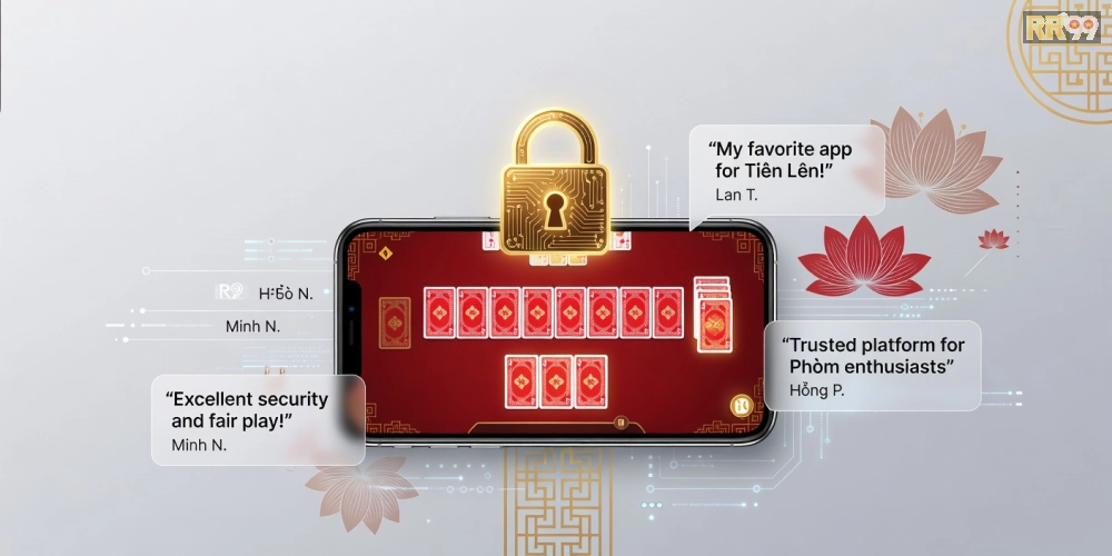 Hình minh họa khái niệm game bài uy tín trên nền tảng RR99 với biểu tượng khóa bảo mật