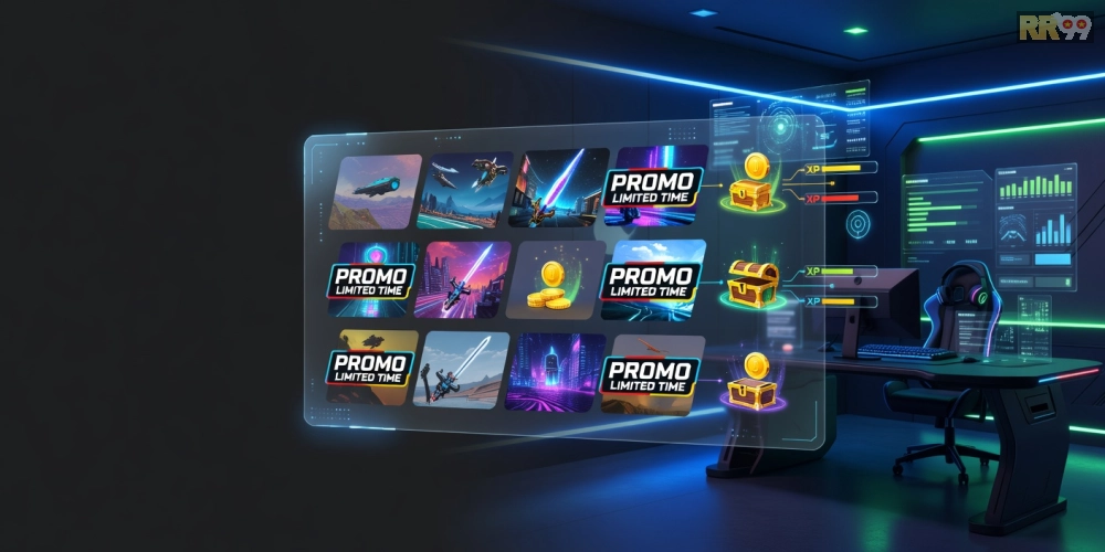 Hình minh họa khái niệm game khuyến mãi rr99 với các yếu tố hấp dẫn và hiện đại