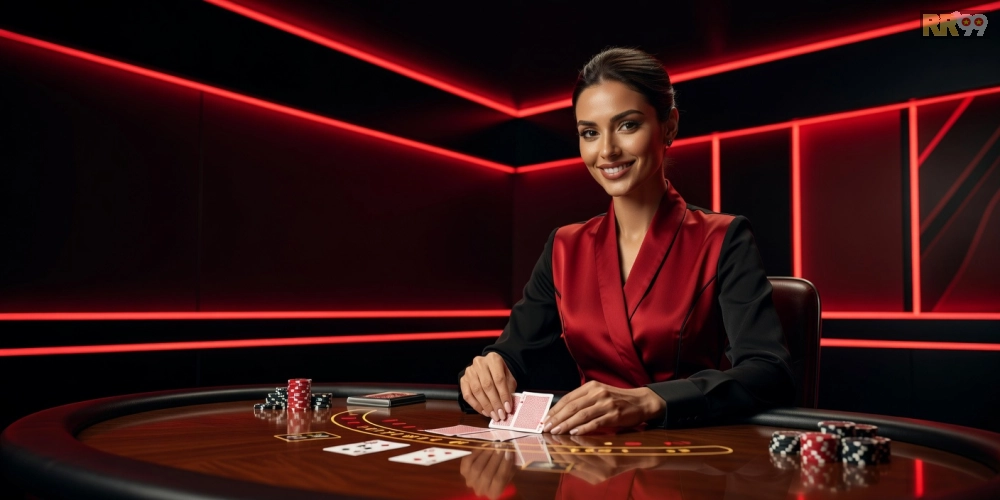 Minh họa giao diện live casino rr99 với dealer chuyên nghiệp và bàn chơi đa dạng