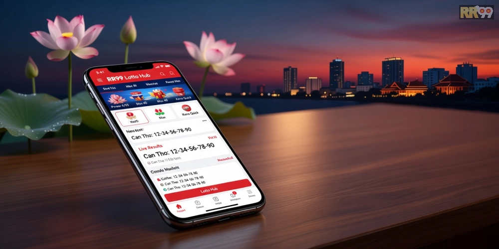 Hình ảnh giao diện ứng dụng xổ số rr99 lotto hub trên điện thoại thông minh