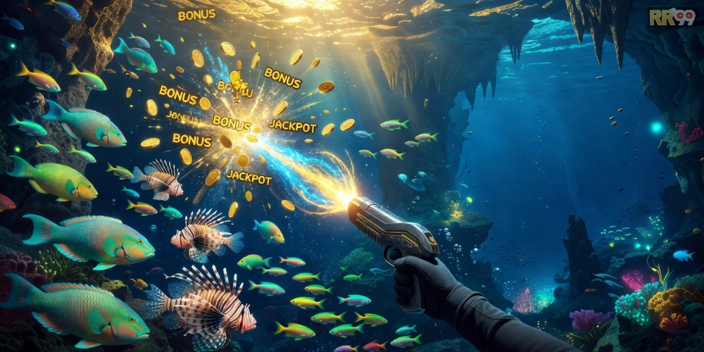 Hình ảnh gameplay Đại Dương Bắn Cá Rr99 với hiệu ứng bắn súng sống động