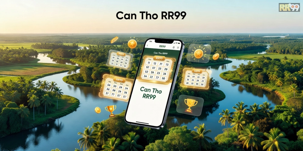 Minh họa khái niệm xổ số cần thơ rr99 với giao diện nền tảng trực tuyến hiện đại